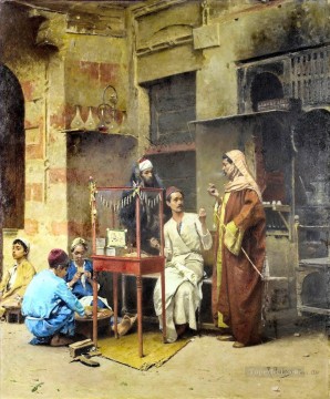 Alphons Leopold Mielich Painting - El vendedor de tabaco El Cairo Alphons Leopold Mielich Escenas orientalistas
